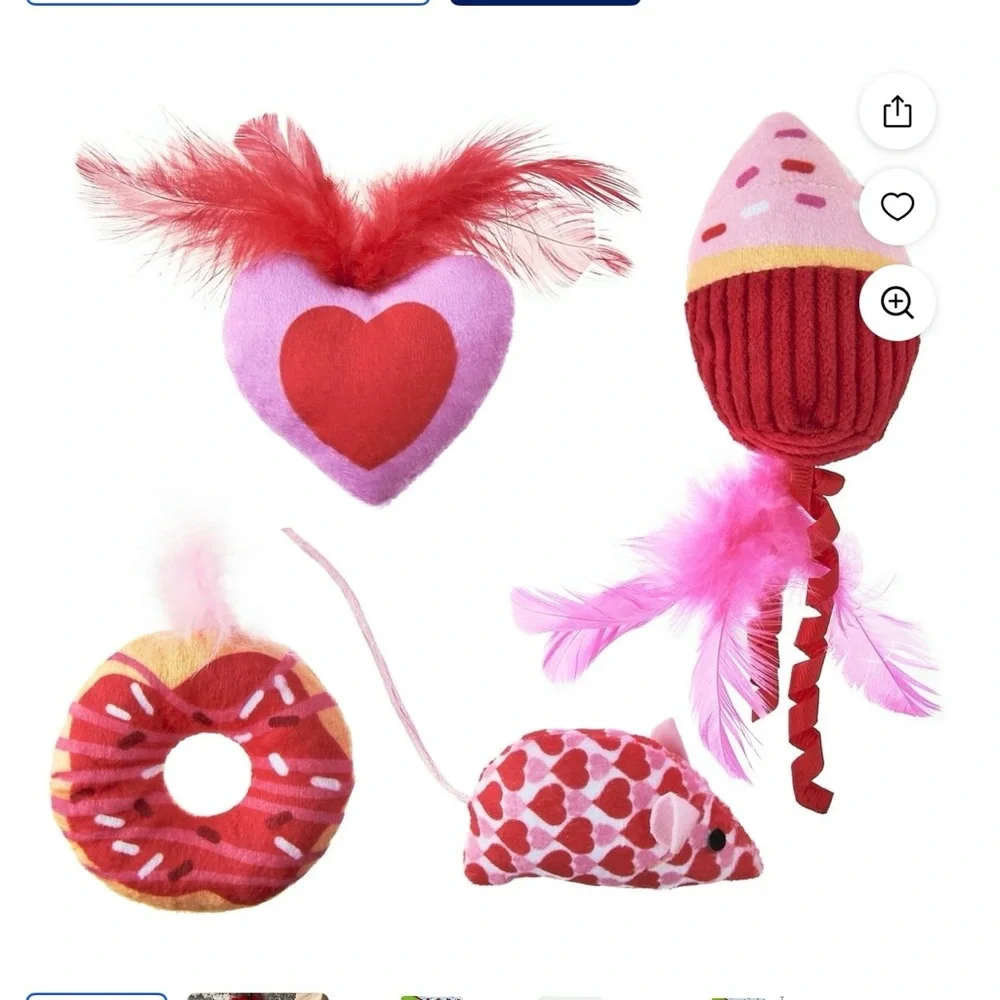 Vibrant Red and Pink Heart Cupcake Toy Set
